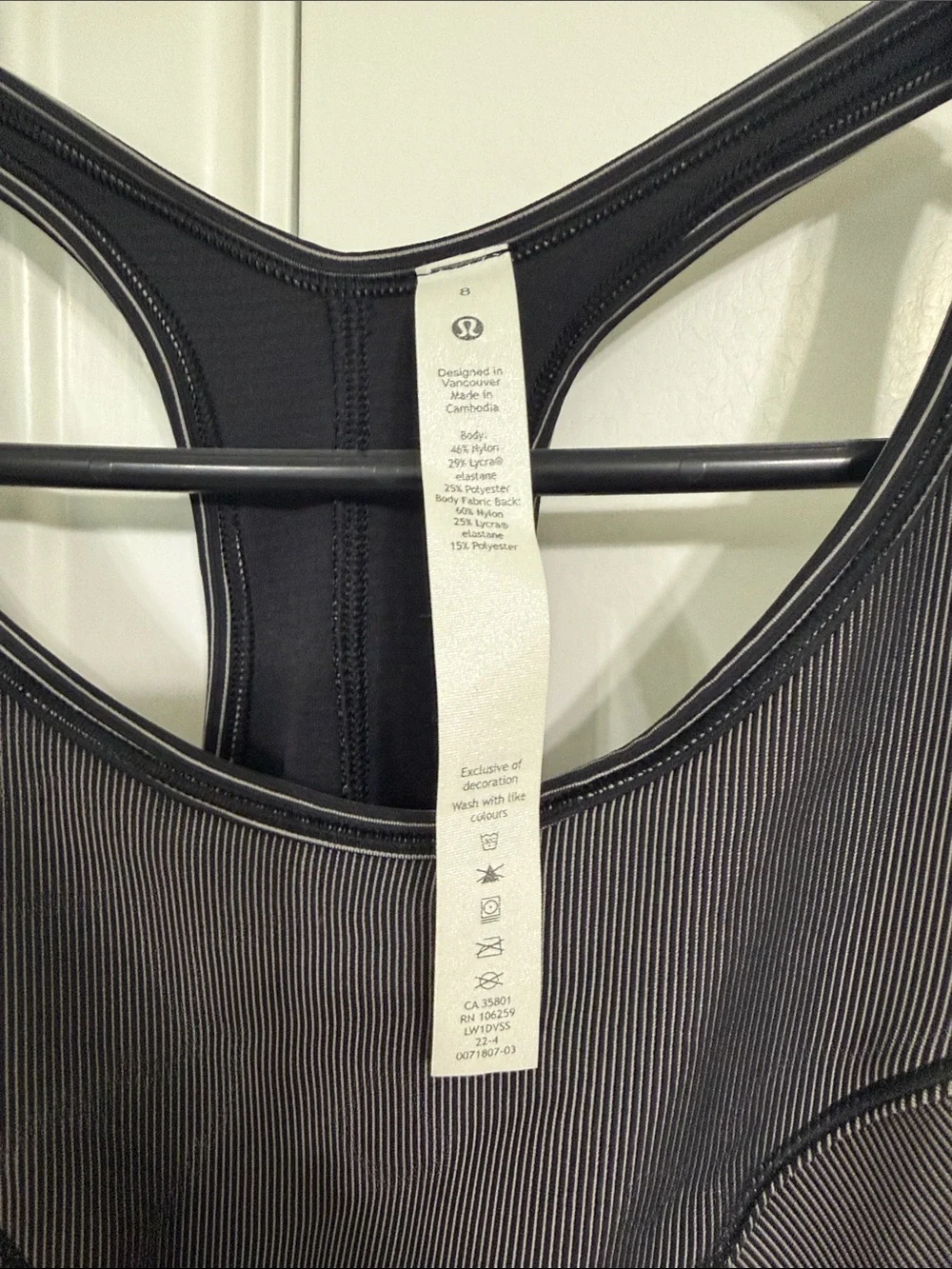 lululemon athletica Black Pinstripe Racerback Tank